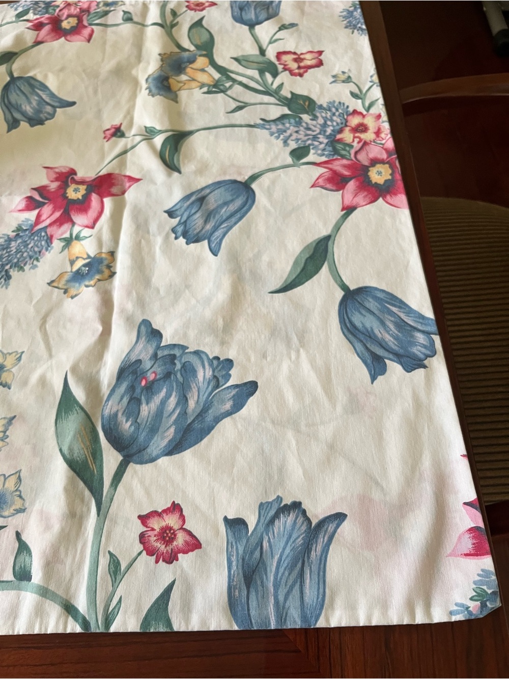 Vintage Floral with Blue Tulip Print pillow case